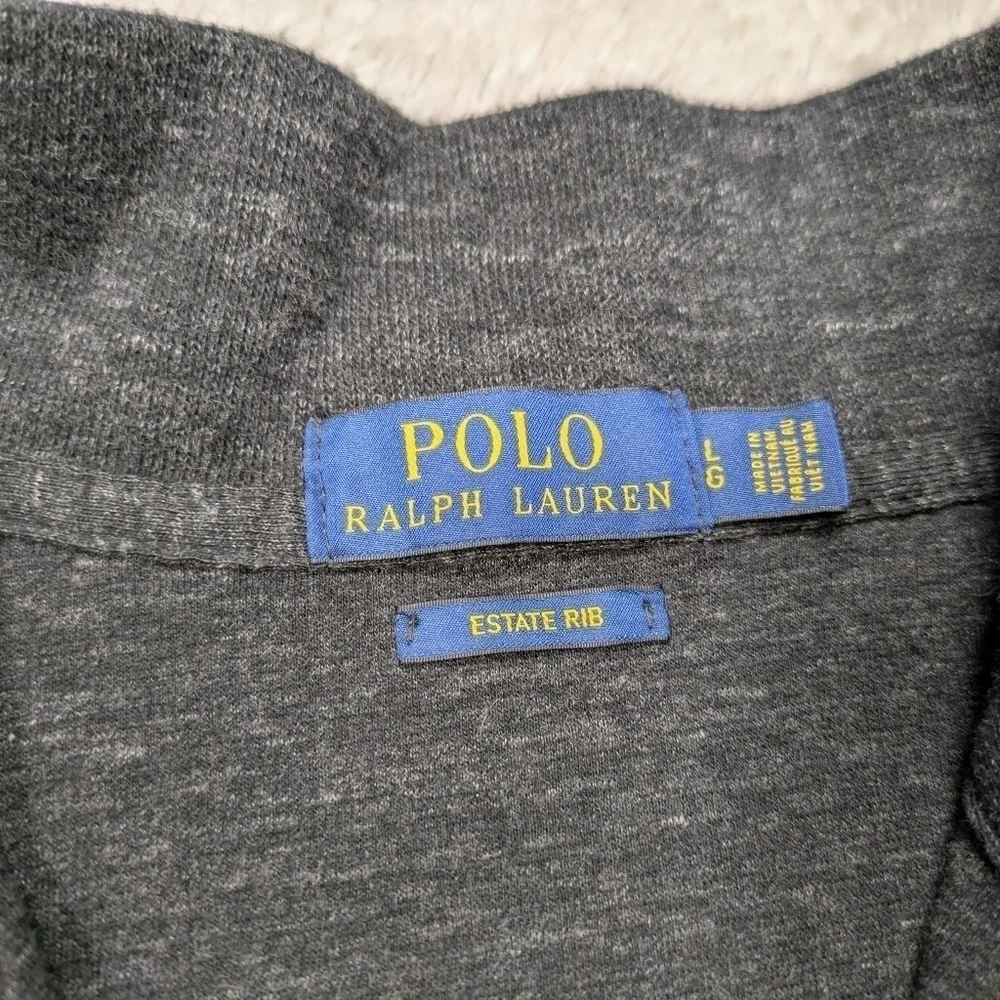 Polo Ralph Lauren Sweater Men's L Gray Charcoal Heather Estate Rib ¼ Zip